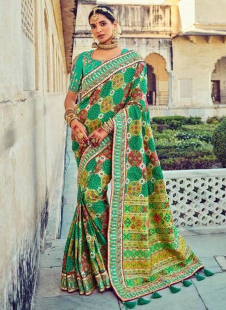 Green Raj Gharana Vol 2 M.N New Latest Designer Ethnic Wear Patola Silk Saree Collection 6104